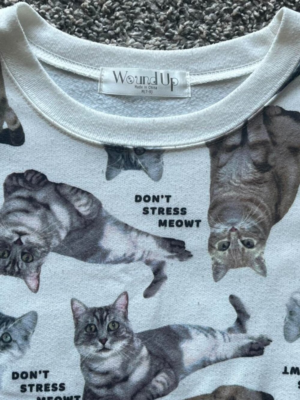 Don't Stress Meowt Cat Sweatshirt Womens Med Funny Cat Cute Girly School Spring